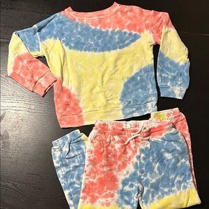 Treasure & Bond Kids Tie-Dye Matching Set - Red, Blue, Yellow